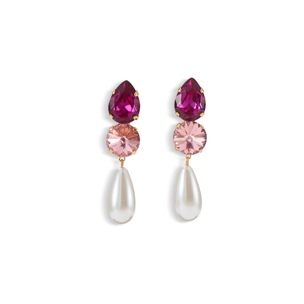 Stella Crystal and Pearl Drop Earrings