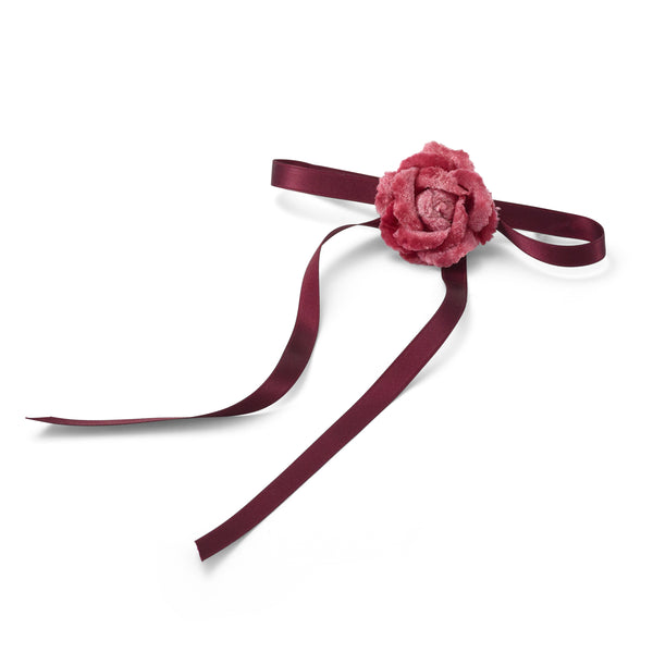 Velvet Rosette Skinny Bow Barrette