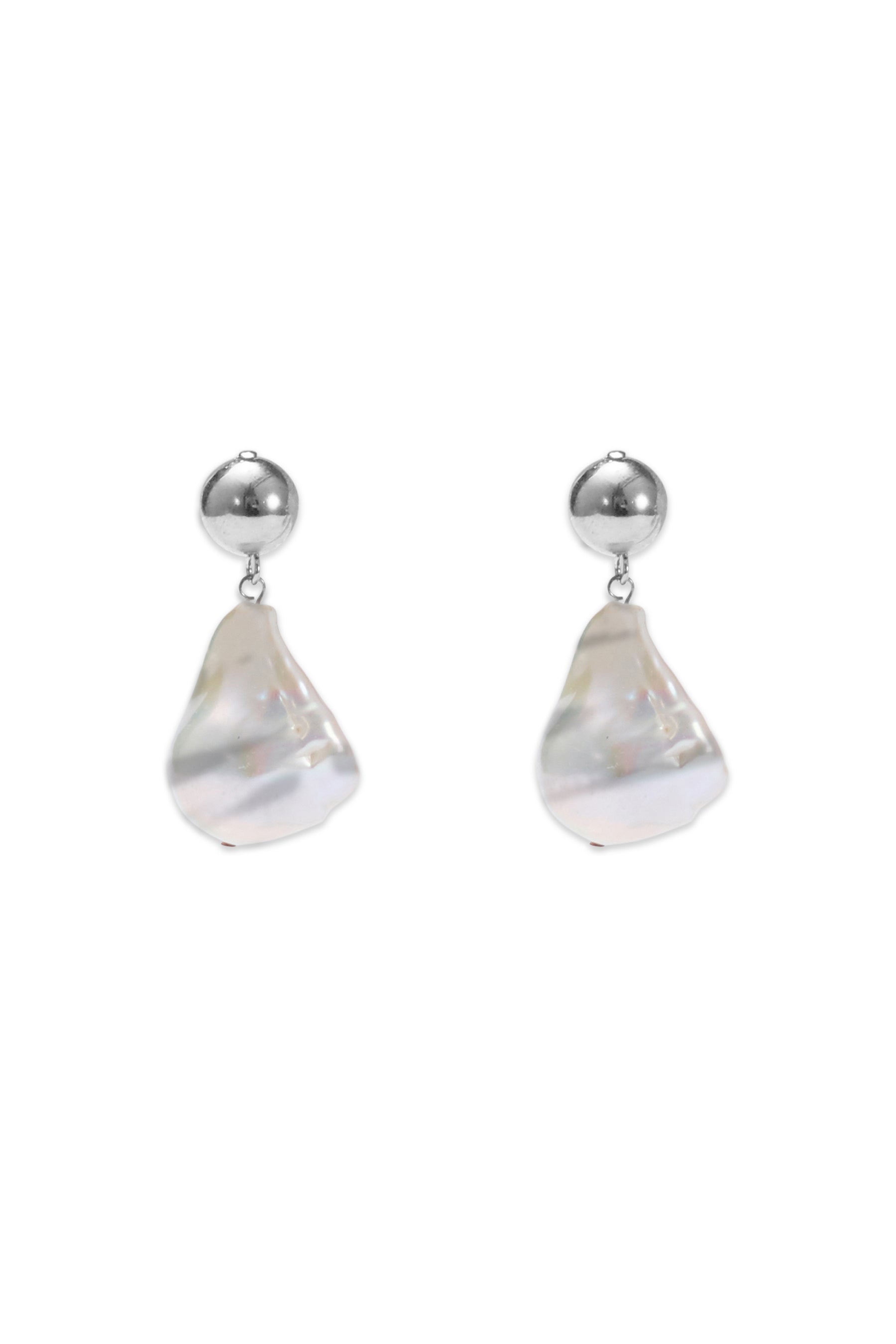 Rhodium Freshwater Pearl Drop Earrings