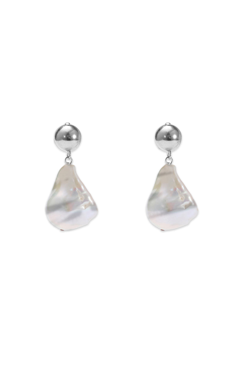 Rhodium Freshwater Pearl Drop Earrings
