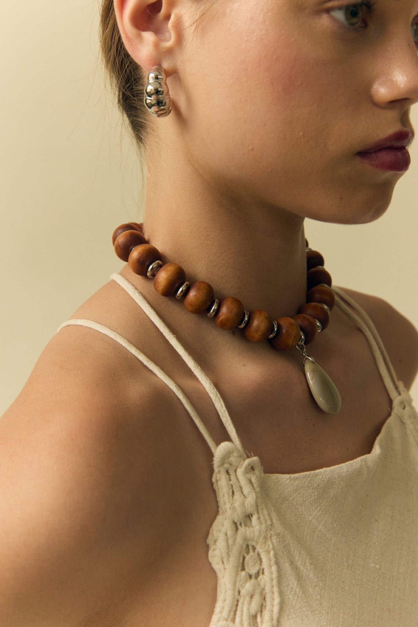 Chloe Wood Beaded Necklace