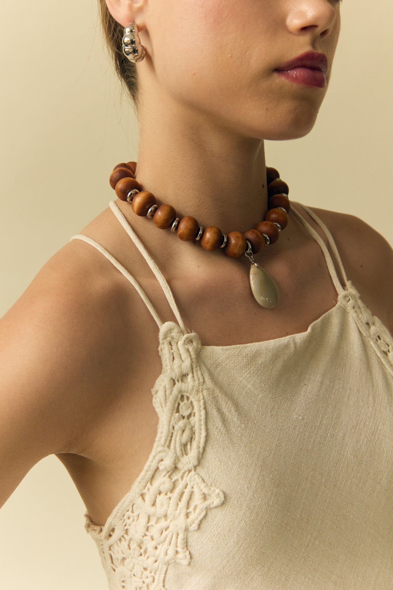 Chloe Wood Beaded Necklace