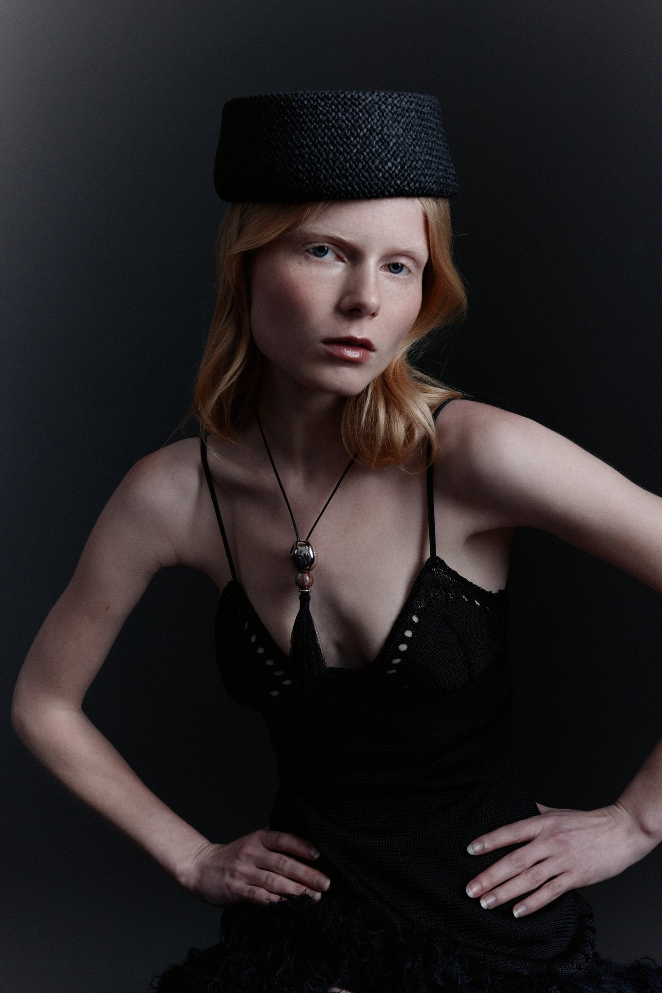 Rafia Pill Box Hat
