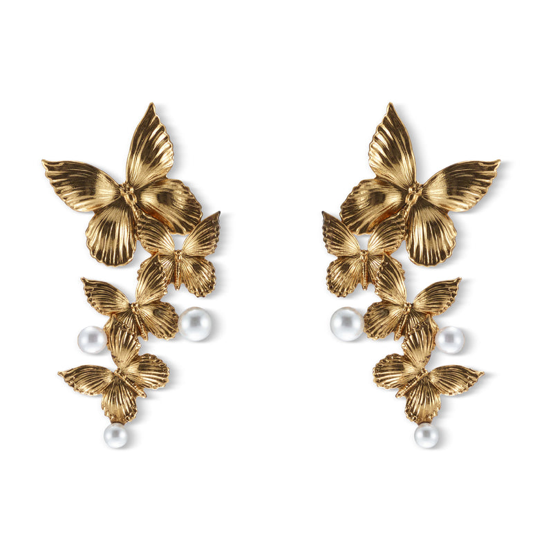 Silvie Butterfly Pearl Statement Earrings