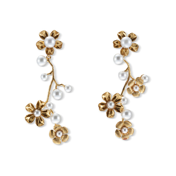 Brynn Floral Pearl Linear Earrings