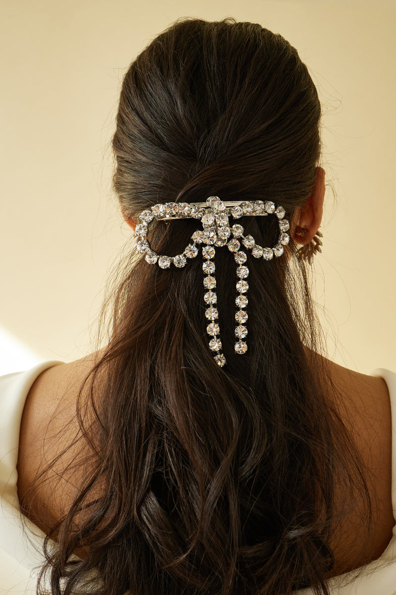 Kamala Crystal Bow Barrette | LELET NY