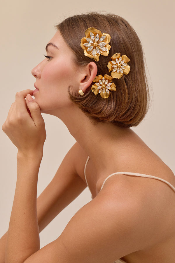 Jasmine Floral Crystal Comb Set of 3