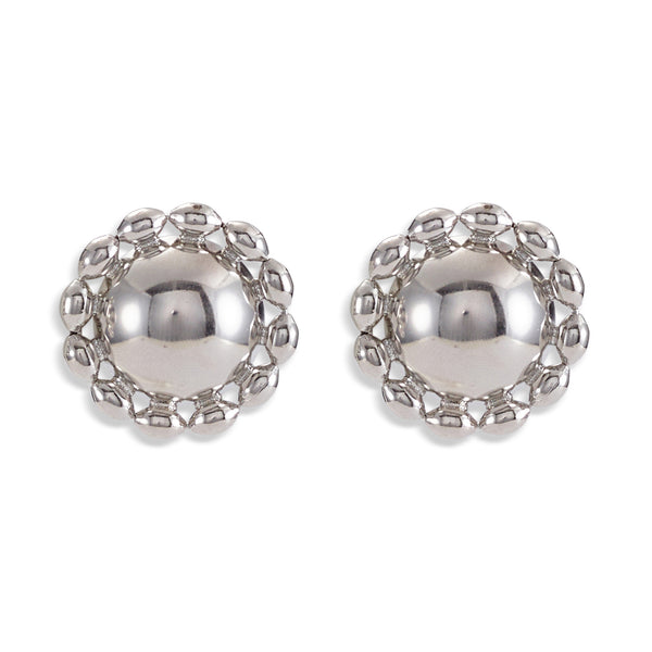 Lucia Ball Chain Dome Stud Button Earrings