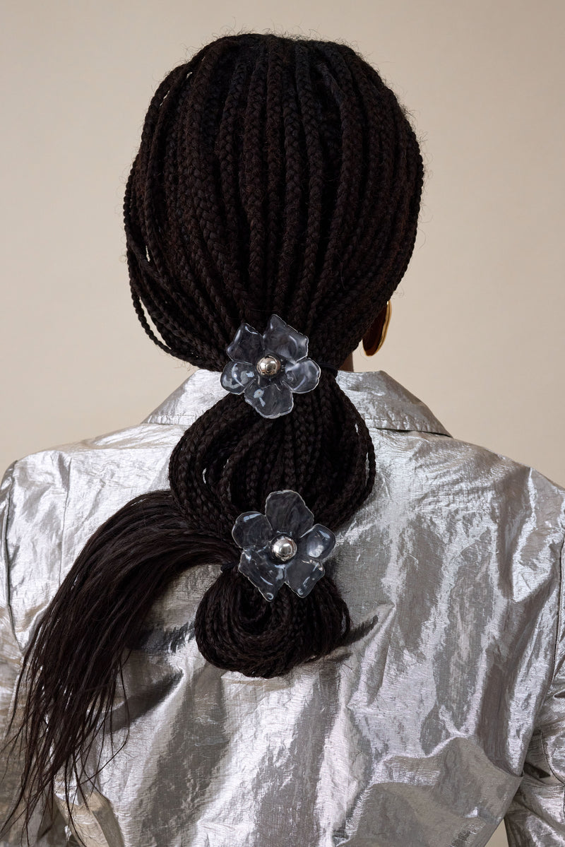 Clear Eden Resin Floral Ponytail Holder