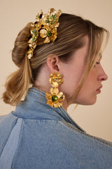 Moss Eden Floral Crystal Drop Earrings