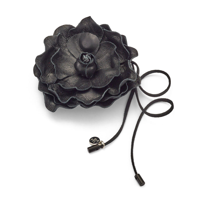 Loulou x Rue RA Large Flower Choker Necklace - Black