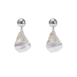Rhodium Freshwater Pearl Drop Earrings