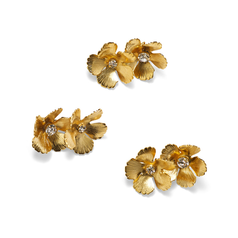Monarch set of three gold-plated hair clips