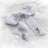 Monogram Crystal / Pearl Bow Barrette