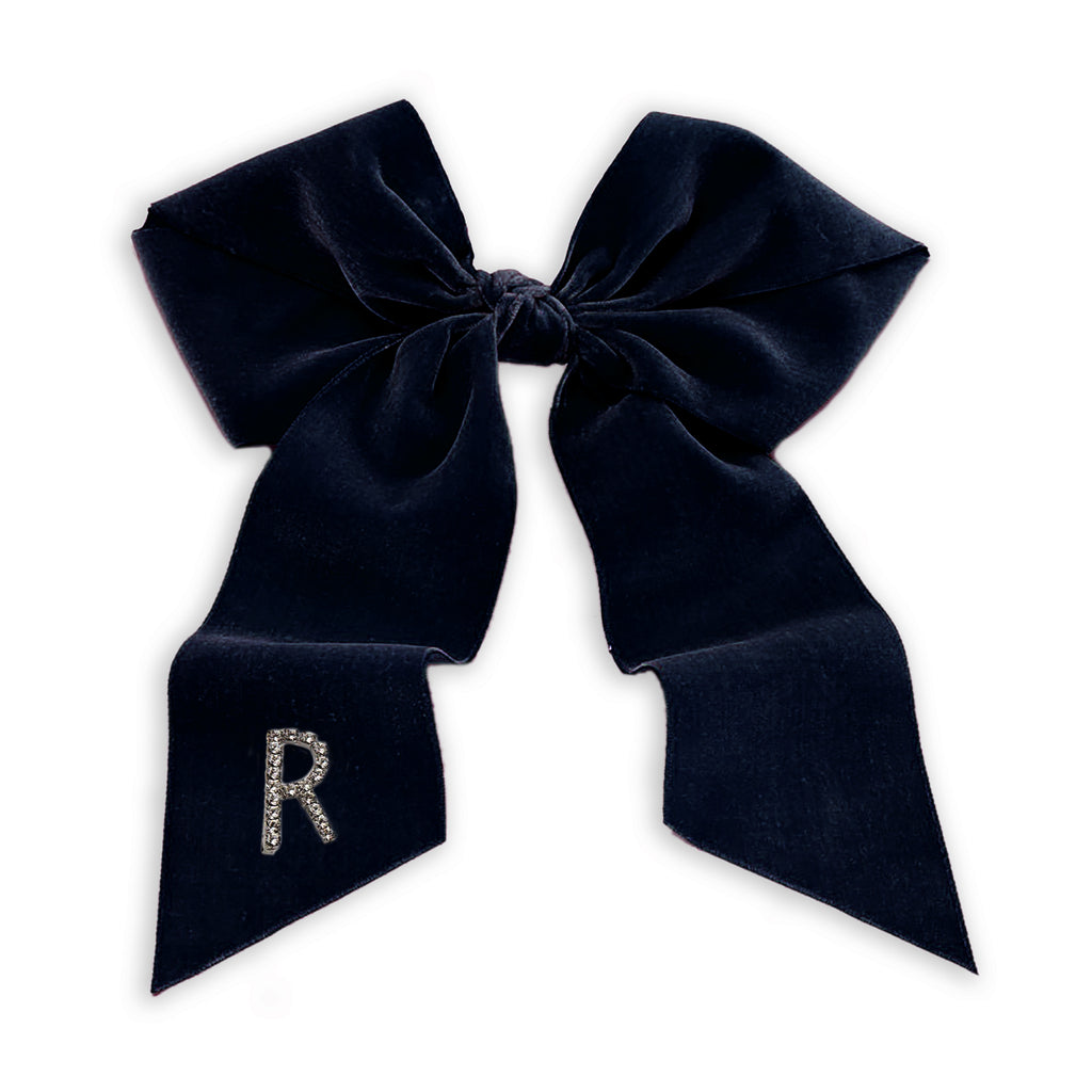 Monogram Crystal/Pearl Bow Barrette – LELET NY monogram-crystal-pearl-bow-barrette-lelet-ny