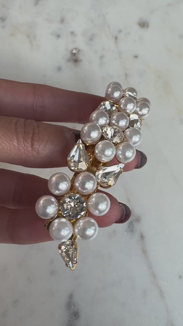 Hannah Floral Pearl and Crystal French Barrette