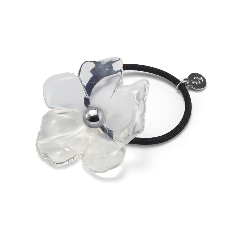 Clear Eden Resin Floral Ponytail Holder