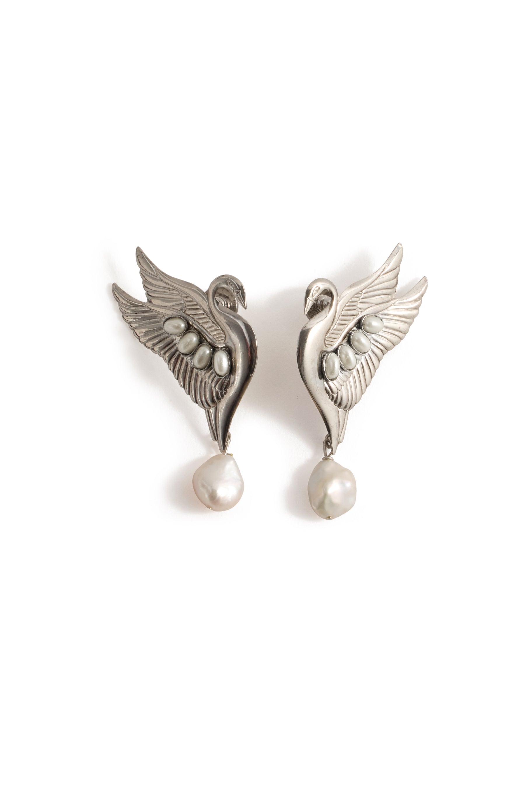 Grace Pearl Swan Earrings