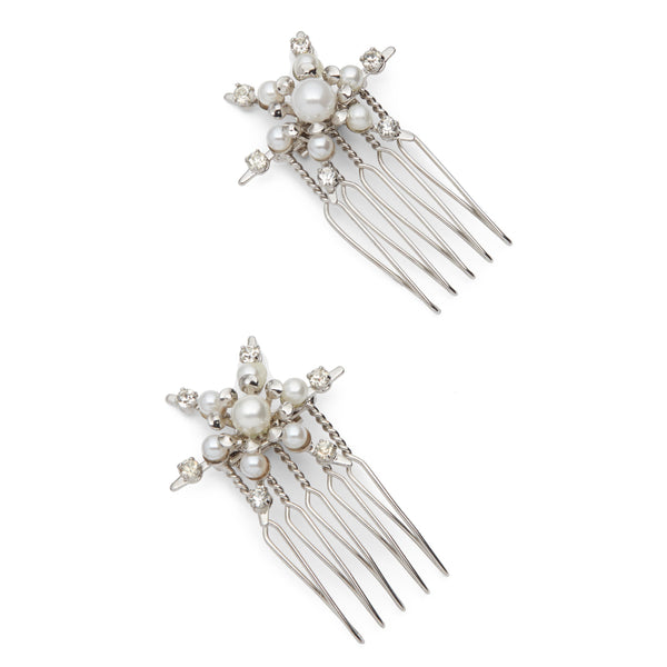 Starlet Pearl and Crystal Mini Comb Set of 2
