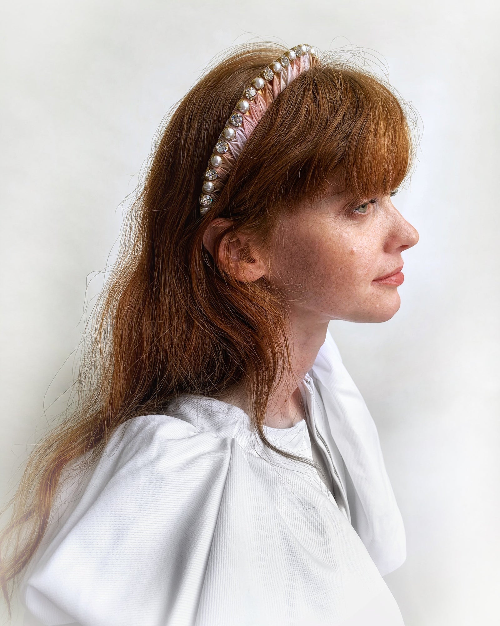 Pearl and Crystal Silk Headband | LELET NY
