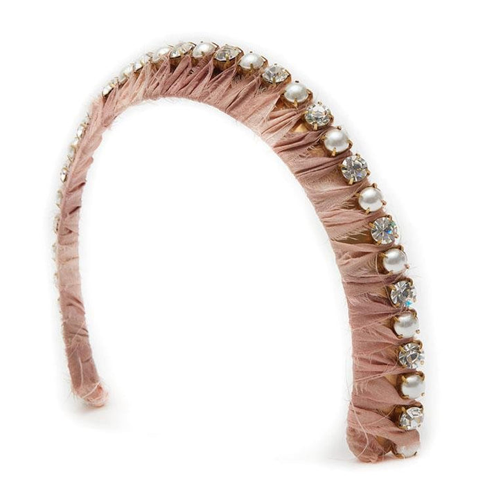 Pearl and Crystal Silk Headband | LELET NY