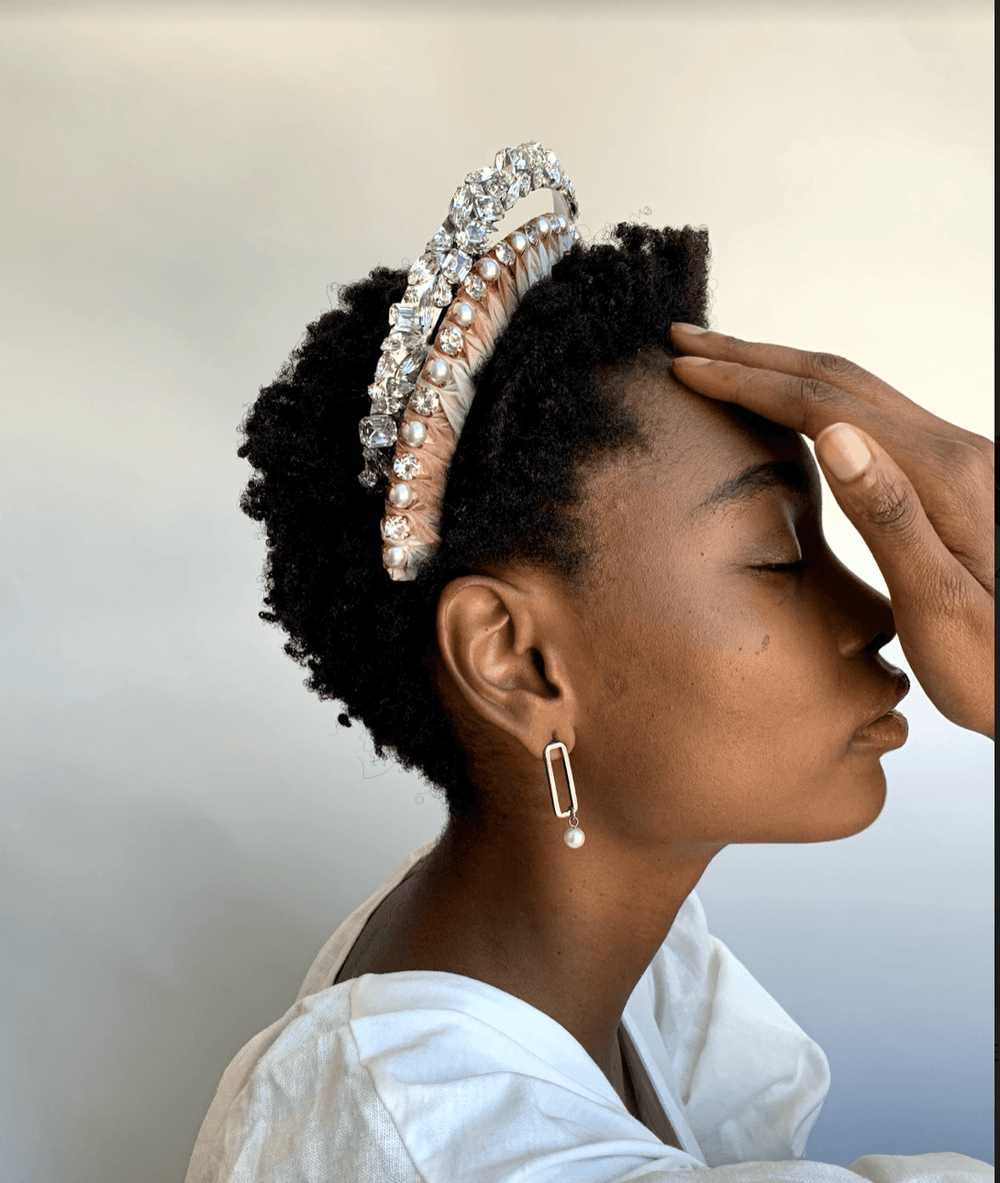 Pearl and Crystal Silk Headband | LELET NY